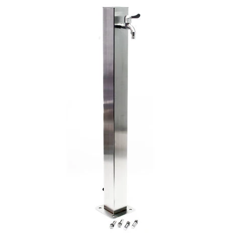 Fontana A Colonna Quadrata In Acciaio Inox 95cm Resistente A Raggi UV E Gelo 1 Fontana A Colonna Quadrata In Acciaio Inox 95cm Resistente A Raggi UV E Gelo