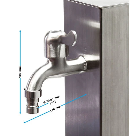 Fontana A Colonna Quadrata In Acciaio Inox 95cm Resistente A Raggi UV E Gelo 3 Fontana A Colonna Quadrata In Acciaio Inox 95cm Resistente A Raggi UV E Gelo - immagine 3