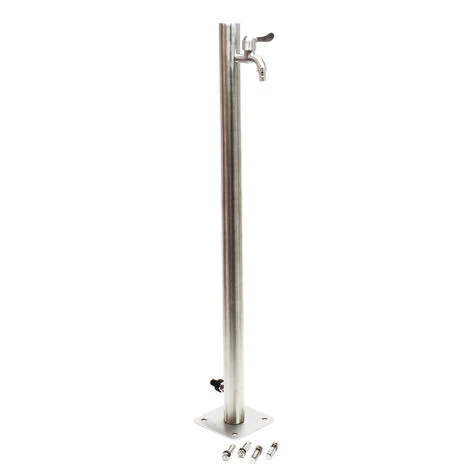 Fontana A Colonna Tonda In Acciaio Inox 95,5cm Resistente A Raggi UV E Gelo 1 Fontana A Colonna Tonda In Acciaio Inox 95,5cm Resistente A Raggi UV E Gelo