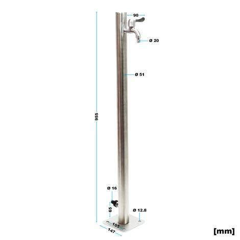 Fontana A Colonna Tonda In Acciaio Inox 95,5cm Resistente A Raggi UV E Gelo 5 Fontana A Colonna Tonda In Acciaio Inox 95,5cm Resistente A Raggi UV E Gelo - immagine 5
