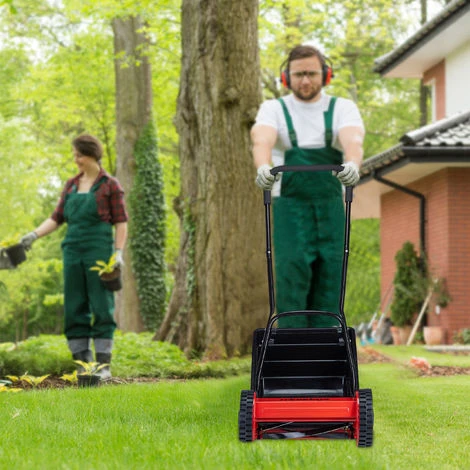 Relaxdays Tagliaerba Con Cesto Per L’Erba, Silenzioso,Altezza Del Taglio Regolabile,Larghezza 29,5 Cm,a Mano,nero/rosso 3 Relaxdays Tagliaerba Con Cesto Per L’Erba, Silenzioso,Altezza Del Taglio Regolabile,Larghezza 29,5 Cm,a Mano,nero/rosso - immagine 3