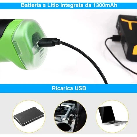 Forbici Cesoie Sfoltirami Elettrico A Batteria Tagliaerba Tagliasiepi USB 2 Lame 5 Forbici Cesoie Sfoltirami Elettrico A Batteria Tagliaerba Tagliasiepi USB 2 Lame - immagine 5