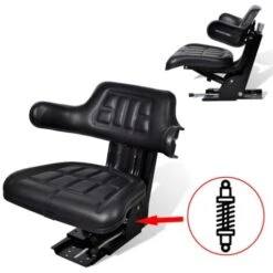 Hommoo Sedile Per Trattore Con Sospensione Nero VD07251