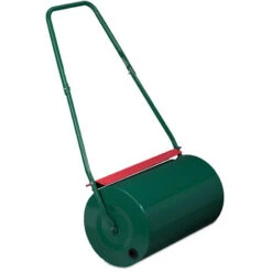 Relaxdays Rullo Da Giardino, L: 57 Cm, Da Riempire Con Acqua & Sabbia, Compattatore In Metallo Per Prato, Ø 32 Cm, Verde