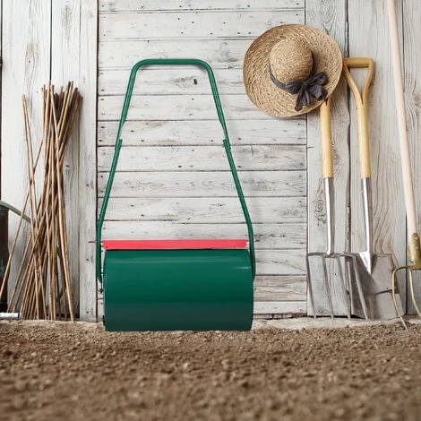 Relaxdays Rullo Da Giardino, L: 57 Cm, Da Riempire Con Acqua & Sabbia, Compattatore In Metallo Per Prato, Ø 32 Cm, Verde 2 Relaxdays Rullo Da Giardino, L: 57 Cm, Da Riempire Con Acqua & Sabbia, Compattatore In Metallo Per Prato, Ø 32 Cm, Verde - immagine 2
