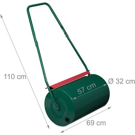 Relaxdays Rullo Da Giardino, L: 57 Cm, Da Riempire Con Acqua & Sabbia, Compattatore In Metallo Per Prato, Ø 32 Cm, Verde 4 Relaxdays Rullo Da Giardino, L: 57 Cm, Da Riempire Con Acqua & Sabbia, Compattatore In Metallo Per Prato, Ø 32 Cm, Verde - immagine 4