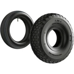 Pneumatico Per Trattorino 11x4.00-4 4pr Con Camera D´aria E Valvola Dritta Ruota Completa