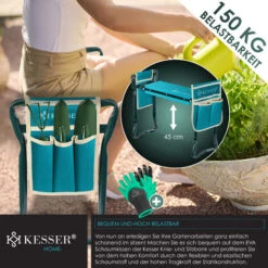 KESSER® 2 In 1 Panca Per Ginocchia XXL Per Il Giardinaggio Cuscino Imbottito In Schiuma Di Eva Sgabello Da Giardino Pieghevole Incl. 2x Borsa Porta Attrezzi Panchina Da Giardino Regolabile In Altezza -Cura Del Prato 54378724 5