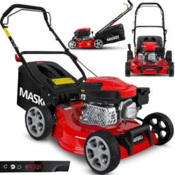 MASKO® Tosaerba A Benzina Trazione 5in1 Funzione Di Pulizia EasyClean Funzione Pacciamatura Scarico Laterale Larghezza Di Taglio Elevata Regolazione Dell'altezza Di Taglio A 8 Posizioni Motore A 4 Te