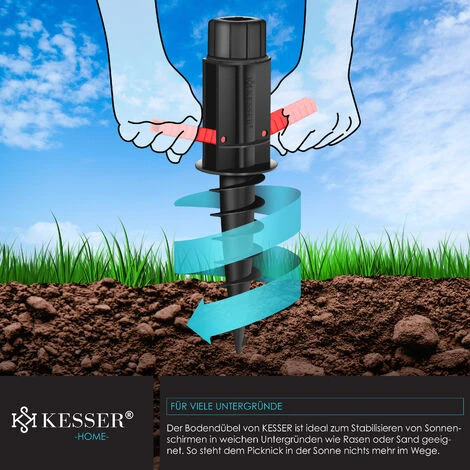 KESSER® Supporto Per Ombrellone Ancoraggio A Terra Manicotto A Vite Con Maniglie Pieghevole Incl. Gancio Per Appendere - Puntale Di Terra Flessibile Per La Spiaggia O La Terra - Supporto Per Ombrellon 5 KESSER® Supporto Per Ombrellone Ancoraggio A Terra Manicotto A Vite Con Maniglie Pieghevole Incl. Gancio Per Appendere - Puntale Di Terra Flessibile Per La Spiaggia O La Terra - Supporto Per Ombrellon - immagine 5