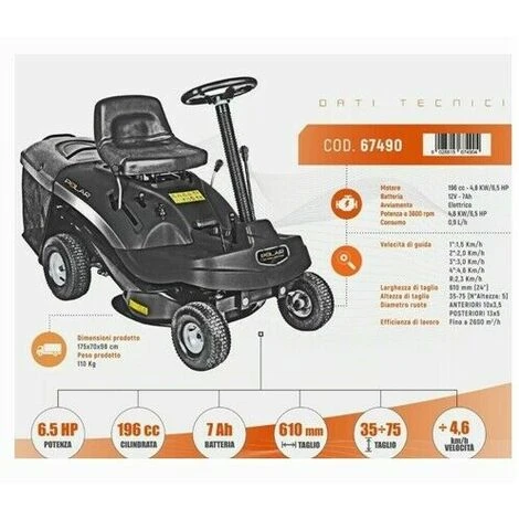 Trattorino Mini Trattore Tagliaerba Rasaerba Tosaerba Rider Polar 6,5 Hp 196 Cc 2 Trattorino Mini Trattore Tagliaerba Rasaerba Tosaerba Rider Polar 6,5 Hp 196 Cc - immagine 2