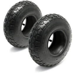 Set 2 Copertoni Con Camere D'aria 11x4.10/3.50-5 4pr Ruote Trattorino Tosaerba