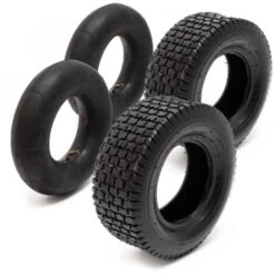 Copertone E Camera D'aria Set 4 Pezzi 16 X 6.50-8 Per Ruote Trattorini Tosaerba