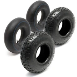 Copertone Camera D'aria Set 4 Pezzi 11x4.00-4 Per Ruote Trattorini Tosaerba