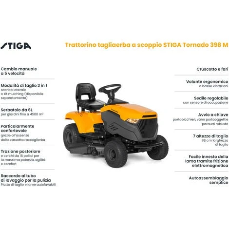 STIGA Tornado 398 M - Trattorino Tagliaerba A Scoppio 2 STIGA Tornado 398 M - Trattorino Tagliaerba A Scoppio - immagine 2