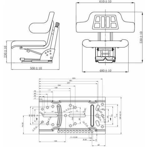 Sedile Per Trattore Con Sospensione Nero VidaXL 3 Sedile Per Trattore Con Sospensione Nero VidaXL - immagine 3
