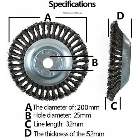 Decespugliatore Per Ruote In Filo Metallico Da 8 Pollici, Vassoio Di Ricambio Per Tosaerba Per Erba Da Giardino Con Foro Da 1 Pollice (25 Mm) Per La Rimozione Della Ruggine Giunti Di Pavimentazione In 4 Decespugliatore Per Ruote In Filo Metallico Da 8 Pollici, Vassoio Di Ricambio Per Tosaerba Per Erba Da Giardino Con Foro Da 1 Pollice (25 Mm) Per La Rimozione Della Ruggine Giunti Di Pavimentazione In - immagine 4